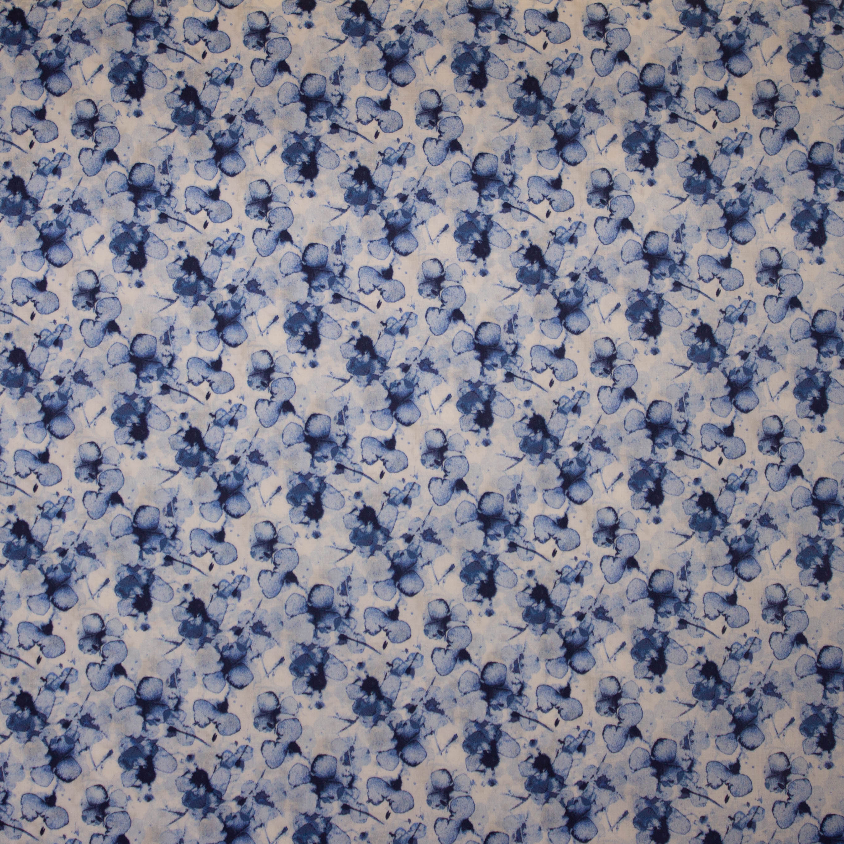 Katoen poplin blauw aquarel